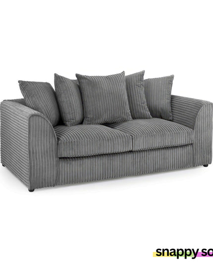 Harley 3+2 Fabric Sofa in soft grey cord with plush cushions for a cozy seating experience.