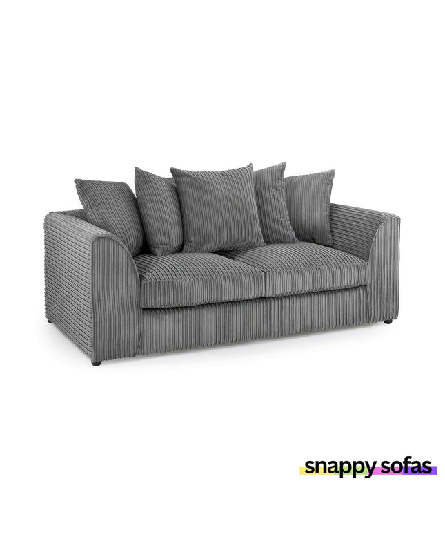 Harley 3+2 Fabric Sofa in soft grey cord with plush cushions for a cozy seating experience.