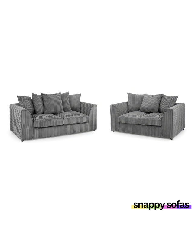 Harley 3+2 Fabric Sofa set in plush grey cord upholstery for cozy seating.
