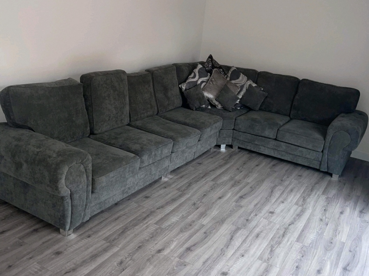 Vegas Corner Sofa 7 Seater Universal  Full Back Grey