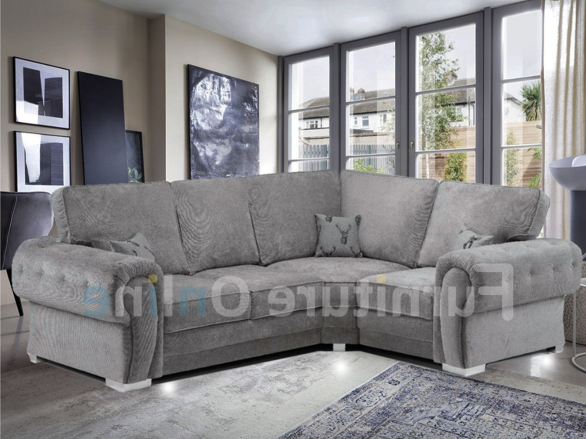 Vegas Corner Sofa 4 Seater Right Hand Full Back Grey