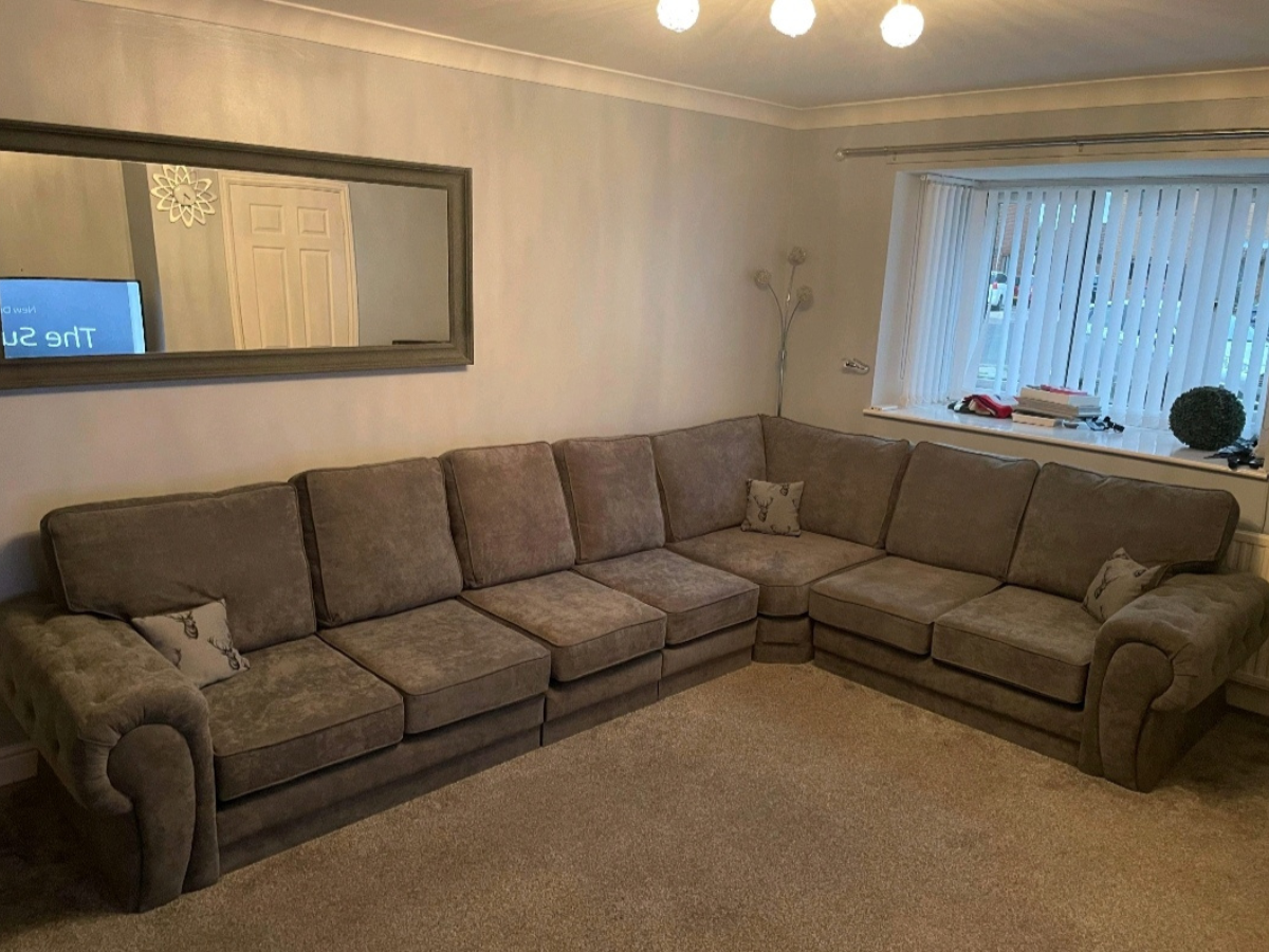 Vegas Corner Sofa 7 Seater Universal  Full Back Grey