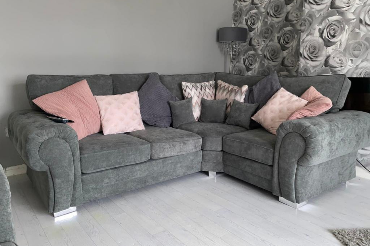 Vegas Corner Sofa 4 Seater Right Hand Full Back Grey