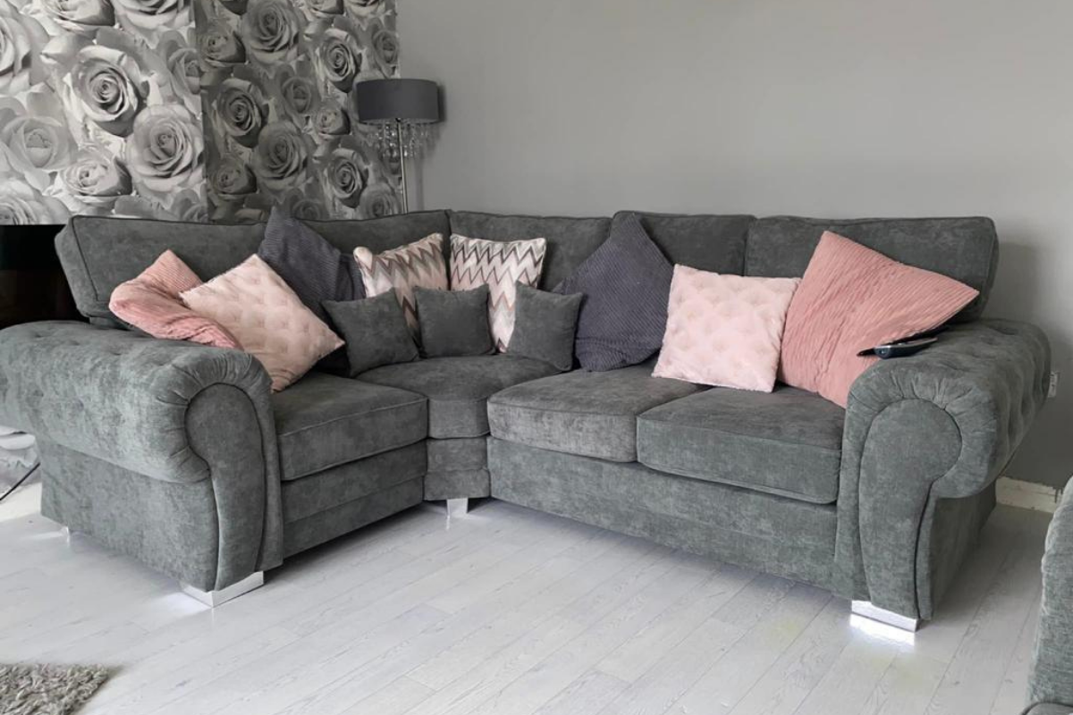 Vegas Corner Sofa 4 Seater Left Hand Full Back Grey