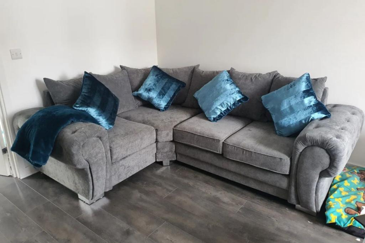 Vegas Corner Sofa 4 Seater Left Hand Full Back Grey