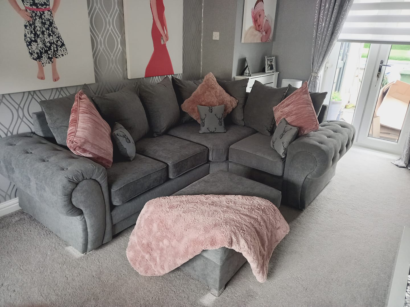 Verona Corner Sofa 4 Seater Right Hand Scatter Back Grey