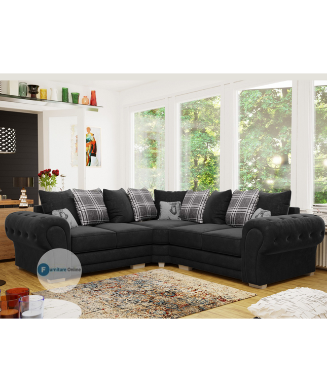 Verona Double Corner Sofa in Black, perfect for cozy evenings and stylish living spaces.
