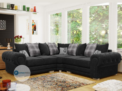 Verona Double Corner Sofa Scatter Back Black