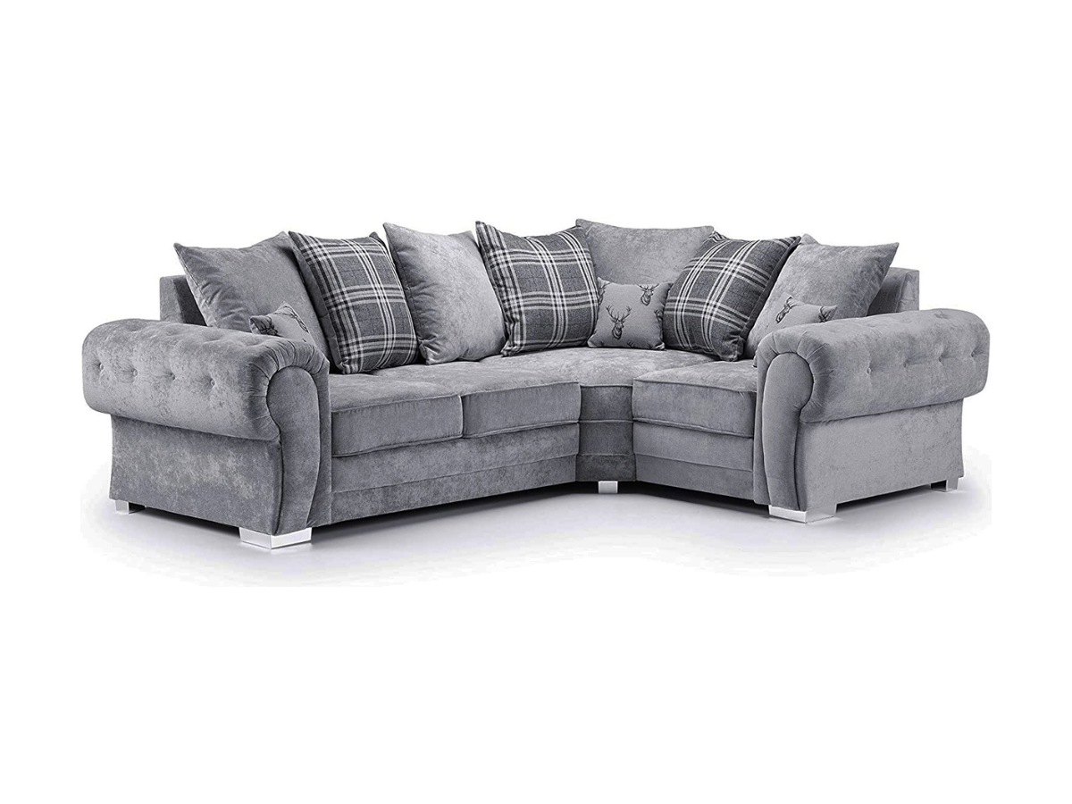 Verona Corner Sofa 4 Seater Right Hand Scatter Back Grey