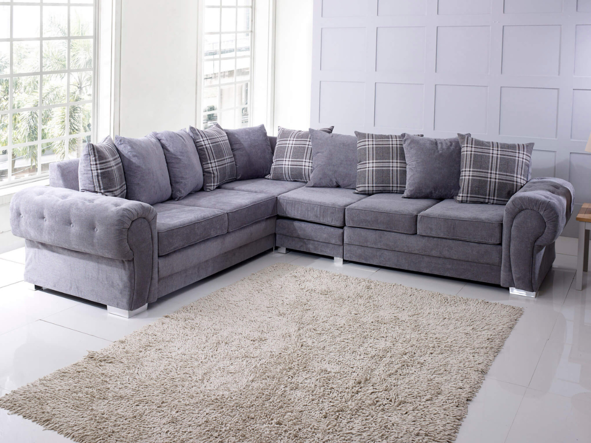 Verona Corner Sofa 6 Seater Universal Scatter Back Grey