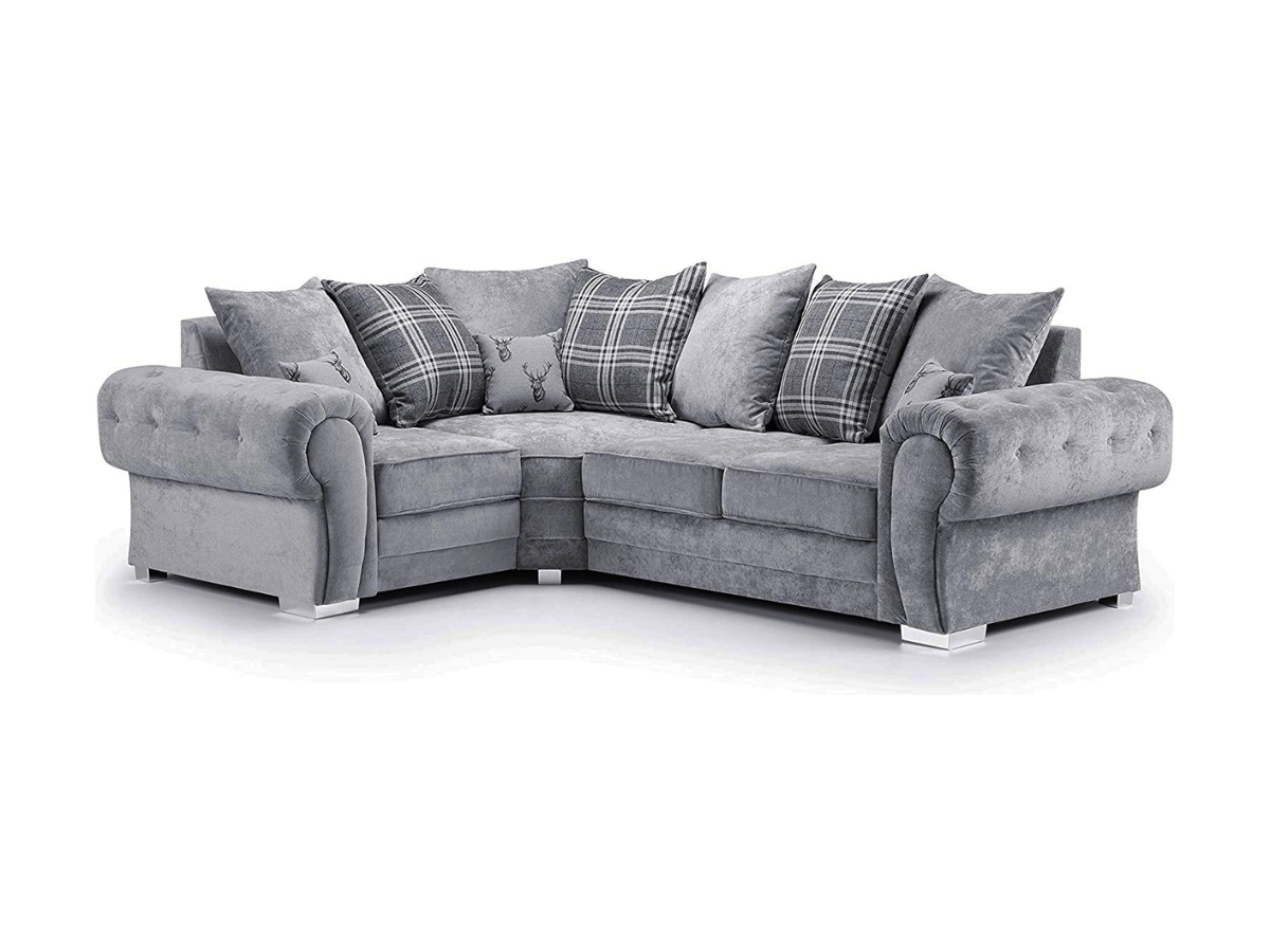 Verona Corner Sofa 4 Seater Left Hand Scatter Back Grey