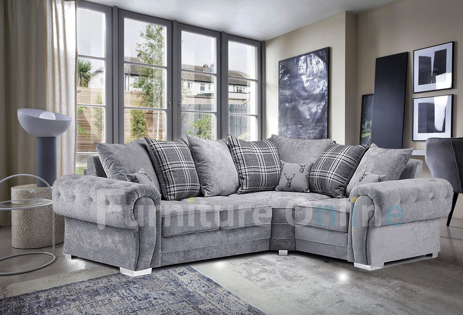 Verona Corner Sofa 4 Seater Right Hand Scatter Back Grey