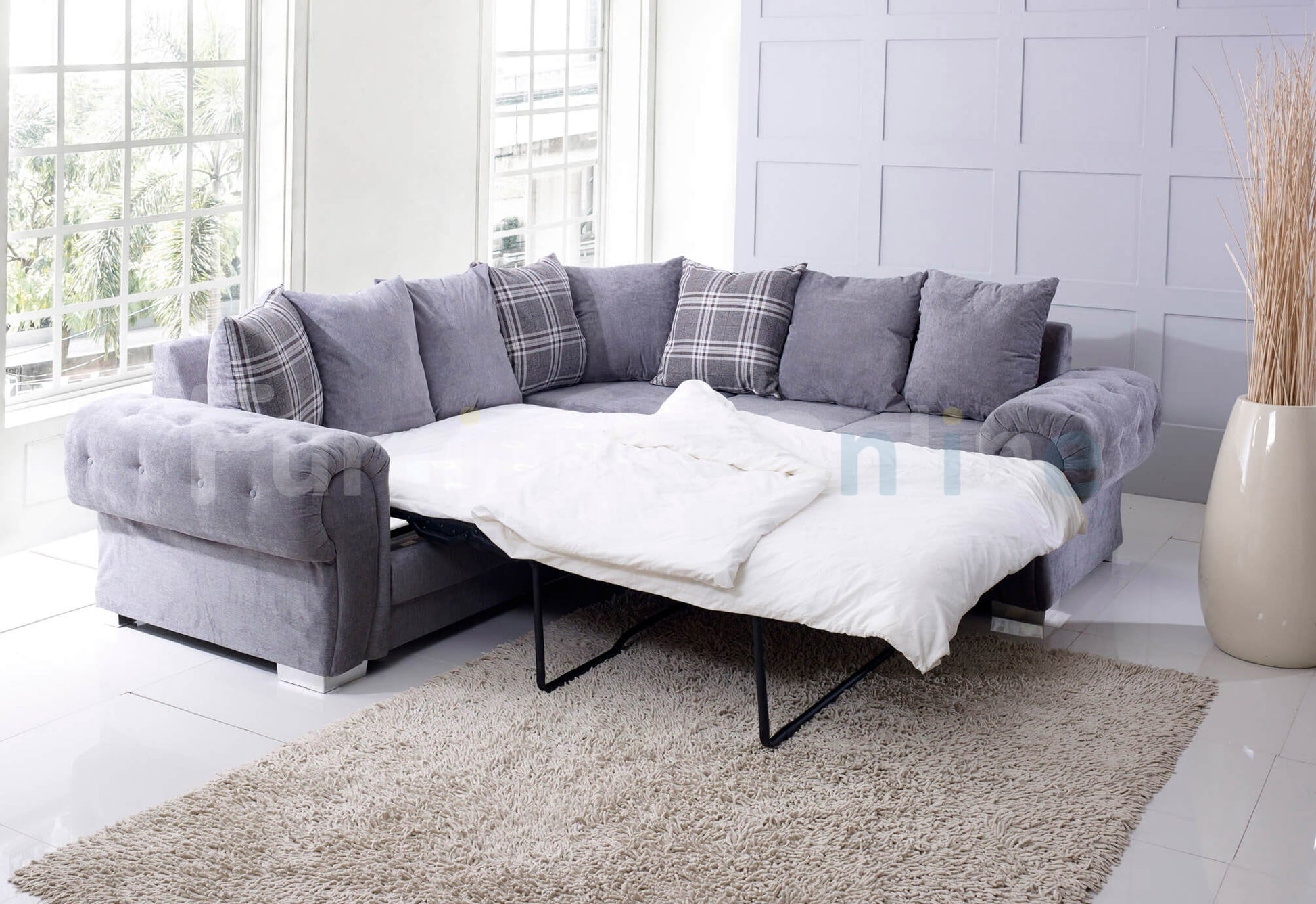 Verona Fernando Corner Sofa Bed Scatter Back Sleeper Grey