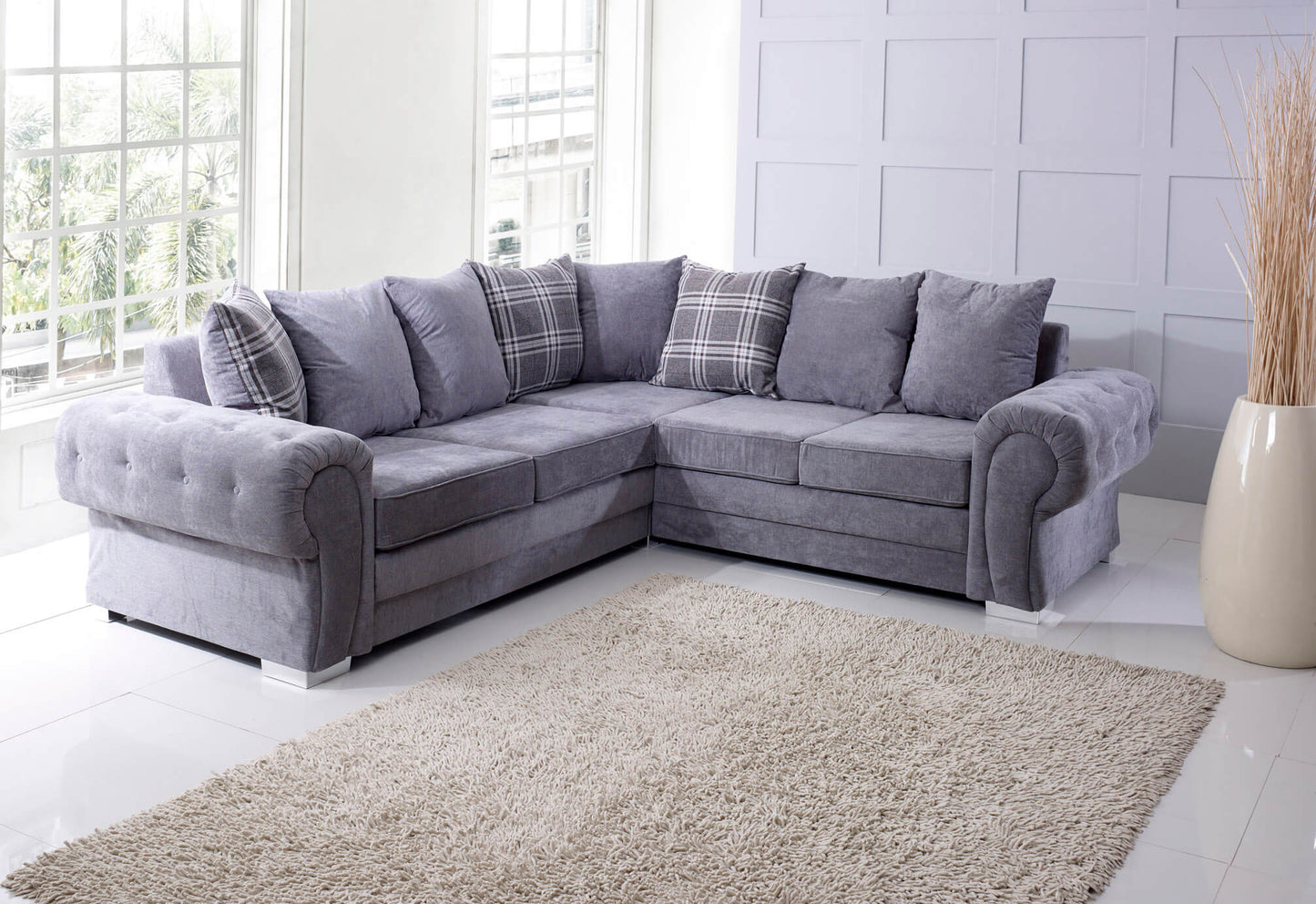 Verona Fernando Corner Sofa Bed Scatter Back Sleeper Grey