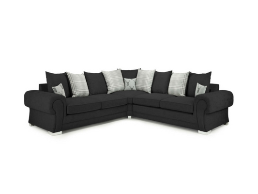 Verona Double Corner Sofa Scatter Back Black